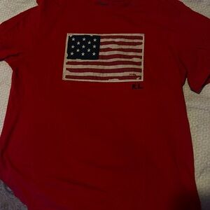 Ralph Lauren Red Short Sleeve Tee with American Flag Patch
